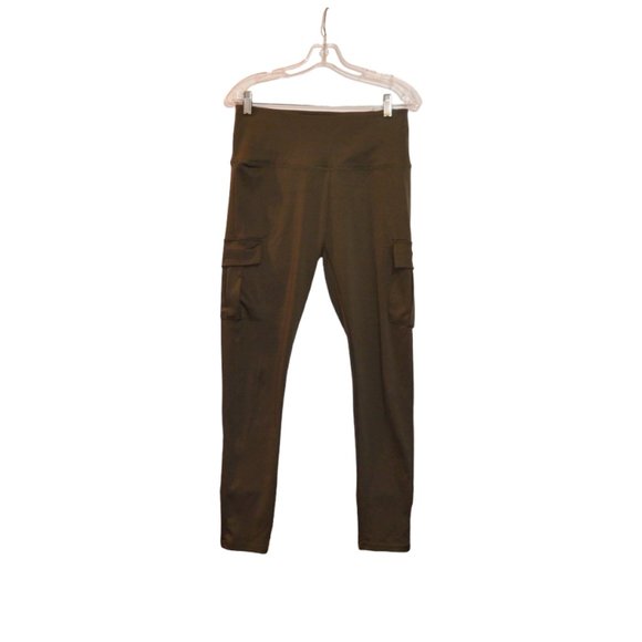 ShoSho (R) Women Green High Waist Pencil Leggings Belted Pockets Skinny Pants L - Picture 1 of 5